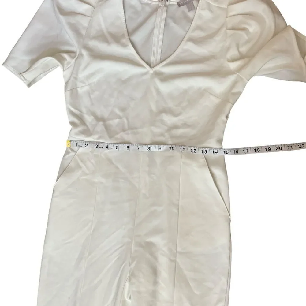 CHELSEA 28 Puff Sleeve Jumpsuit Size S in Ivory